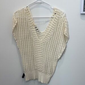 Forever 21 Cream V-Neck Knit Sweater